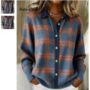 Women's Casual Shirt Blouse 2025 Spring Autumn New Shirt Vintage Plaid Long Sleeve Shirts Fashion Daily Female Streetwear Blouse